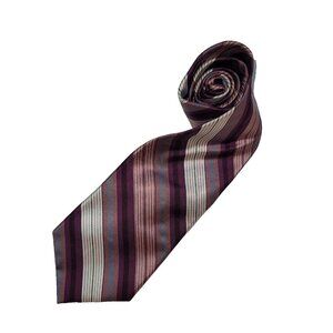 DKNY Tie Mens Necktie Red Stripe Silk Made‎ In USA Office Preppy